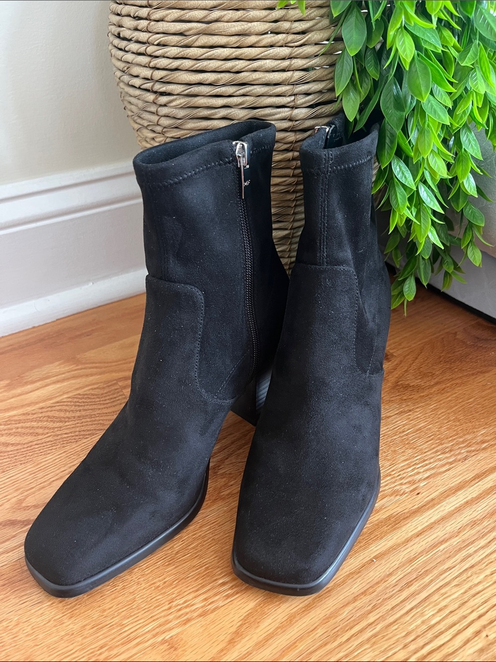 Marc Fisher Black Suede Ankle Booties with Side Zip